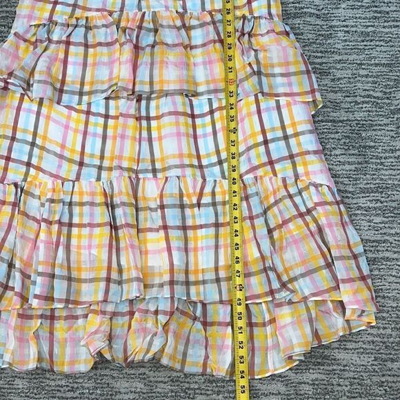 NWT Cinq A Sept Astor Tiered Midi Dress Plaid Sleeveless Ruffle Size 8 - Picture 13 of 16